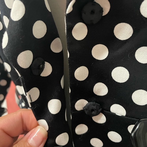 TAHARI size 8 medium petite women’s blazer, Jacket, black white polka dot - Picture 7 of 11